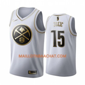 Maillot NBA Denver Nuggets Nikola Jokic 15 Nike 2019-20 Blanc Golden Edition Swingman - Homme